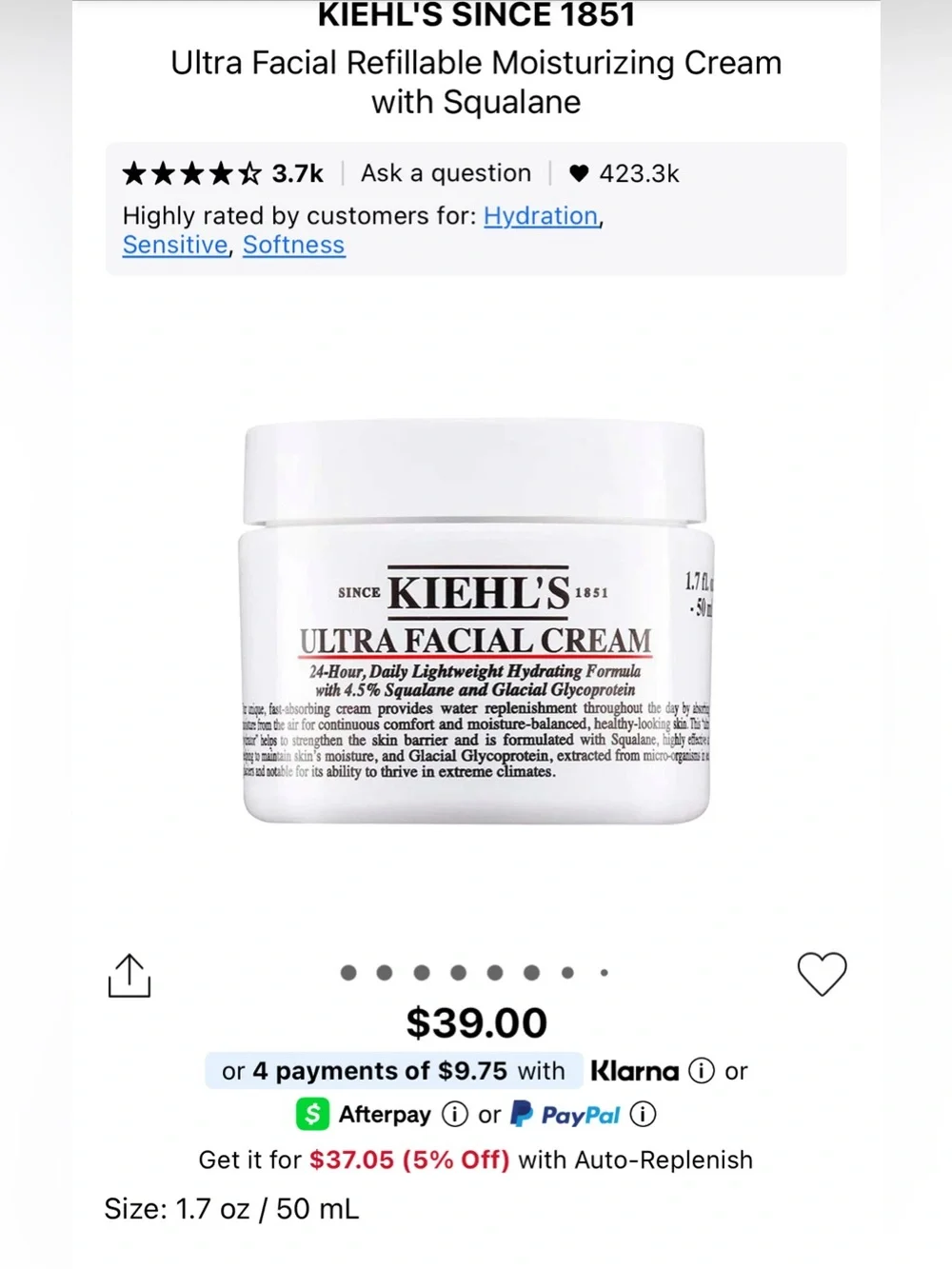7 PCS Ultra Facial Cream With Squalane, 7ml*7=49 mL